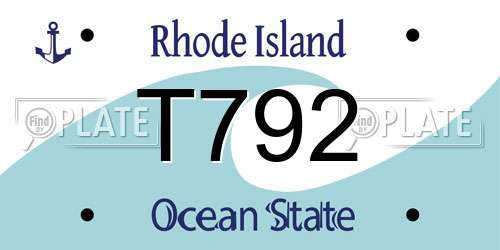 T792 Rhode Island License Plate