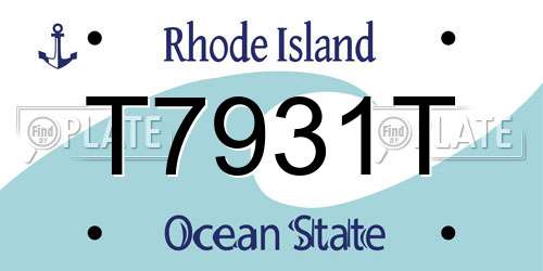 T7931T Rhode Island License Plate