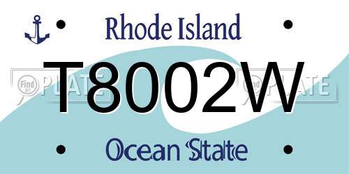T8002W Rhode Island License Plate