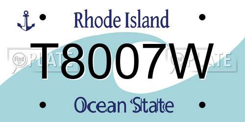 T8007W Rhode Island License Plate