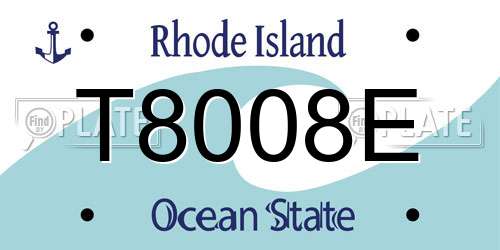 T8008E Rhode Island License Plate