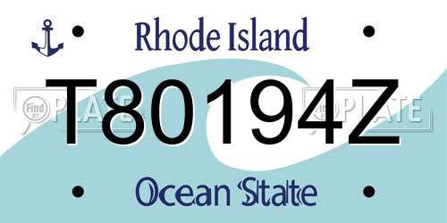T80194Z Rhode Island License Plate