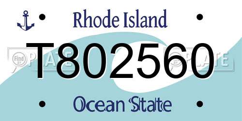 T802560 Rhode Island License Plate