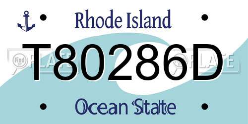 T80286D Rhode Island License Plate