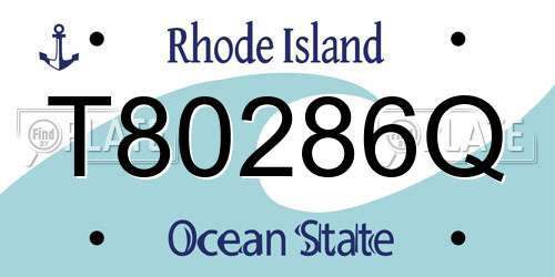 T80286Q Rhode Island License Plate