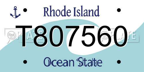 T807560 Rhode Island License Plate