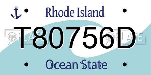 T80756D Rhode Island License Plate