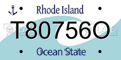T80756O Rhode Island License Plate