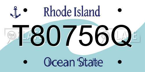 T80756Q Rhode Island License Plate