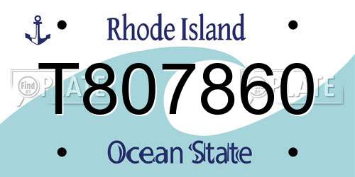 T807860 Rhode Island License Plate