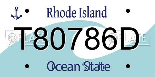 T80786D Rhode Island License Plate