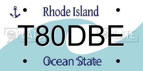 T80DBE Rhode Island License Plate