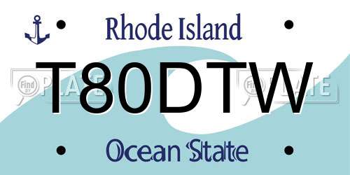 T80DTW Rhode Island License Plate