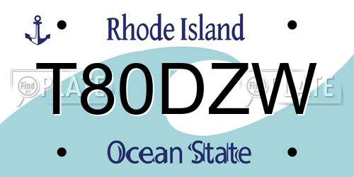 T80DZW Rhode Island License Plate