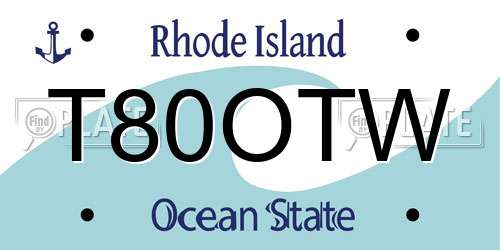 T80OTW Rhode Island License Plate