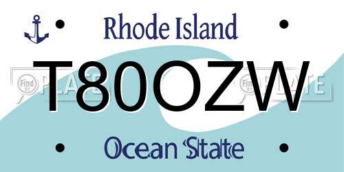 T80OZW Rhode Island License Plate
