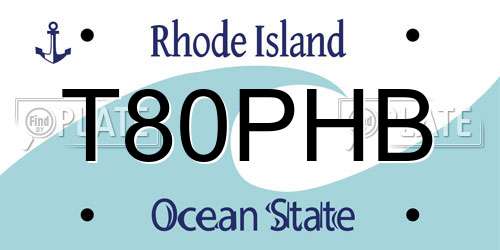 T80PHB Rhode Island License Plate