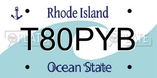 T80PYB Rhode Island License Plate