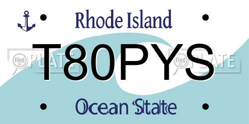 T80PYS Rhode Island License Plate
