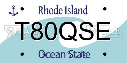 T80QSE Rhode Island License Plate