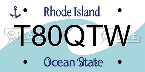 T80QTW Rhode Island License Plate