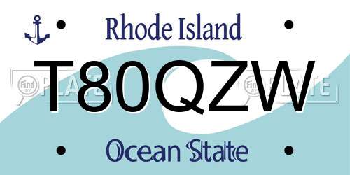 T80QZW Rhode Island License Plate