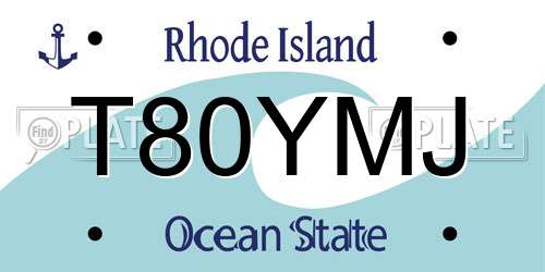 T80YMJ Rhode Island License Plate