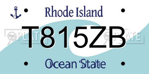 T815ZB Rhode Island License Plate