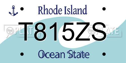T815ZS Rhode Island License Plate