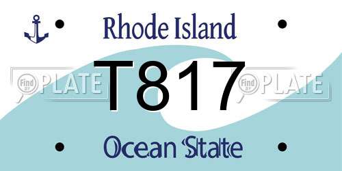 T817 Rhode Island License Plate