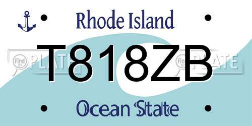 T818ZB Rhode Island License Plate