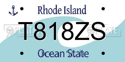 T818ZS Rhode Island License Plate