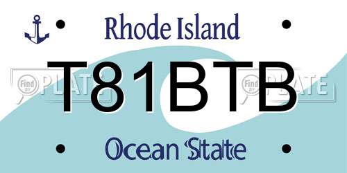 T81BTB Rhode Island License Plate