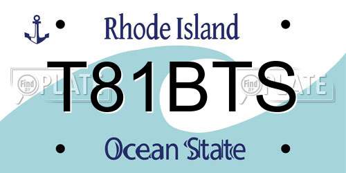 T81BTS Rhode Island License Plate