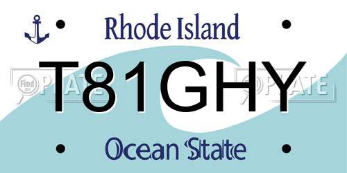 T81GHY Rhode Island License Plate