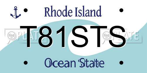 T81STS Rhode Island License Plate