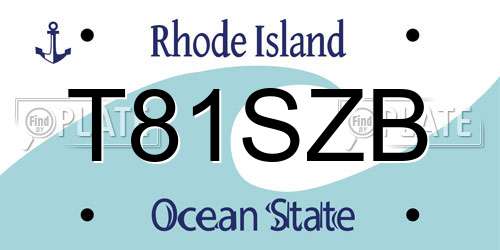 T81SZB Rhode Island License Plate