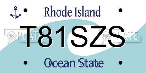 T81SZS Rhode Island License Plate