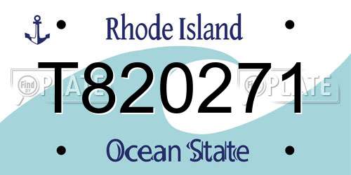 T820271 Rhode Island License Plate