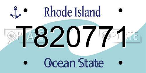 T820771 Rhode Island License Plate