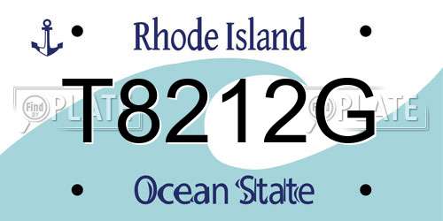 T8212G Rhode Island License Plate