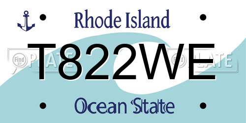 T822WE Rhode Island License Plate