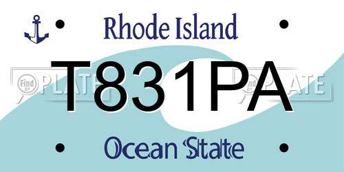 T831PA Rhode Island License Plate