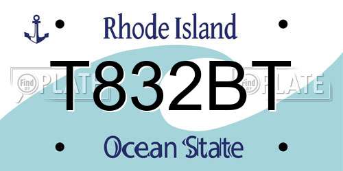T832BT Rhode Island License Plate