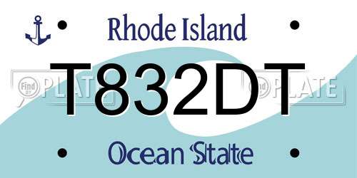 T832DT Rhode Island License Plate