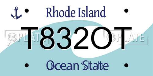 T832OT Rhode Island License Plate