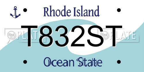 T832ST Rhode Island License Plate