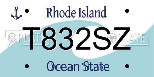 T832SZ Rhode Island License Plate