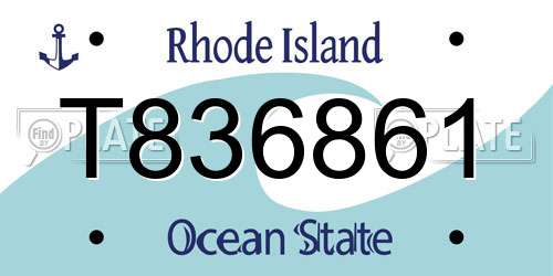 T836861 Rhode Island License Plate