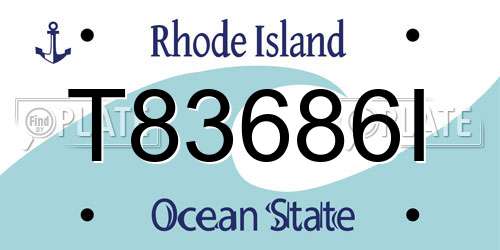 T83686I Rhode Island License Plate